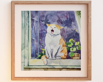 Peinture de chat · Aquarelle de chat · Peinture de chat originale · Art mural de chat · Aquarelle de chat · Art de chat original
