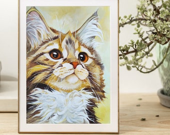 Peinture de chat originale · Peinture acrylique de chat · Art mural de chat original · Portrait de chat · Peinture acrylique originale · Cadeau d’anniversaire