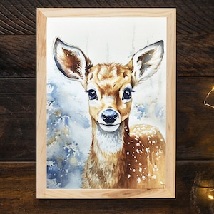 Deer Painting Original · Deer Watercolor Painting · Deer Wall Art · Fawn Painting · Baby Deer · Christmas Decor · Bamby Painting