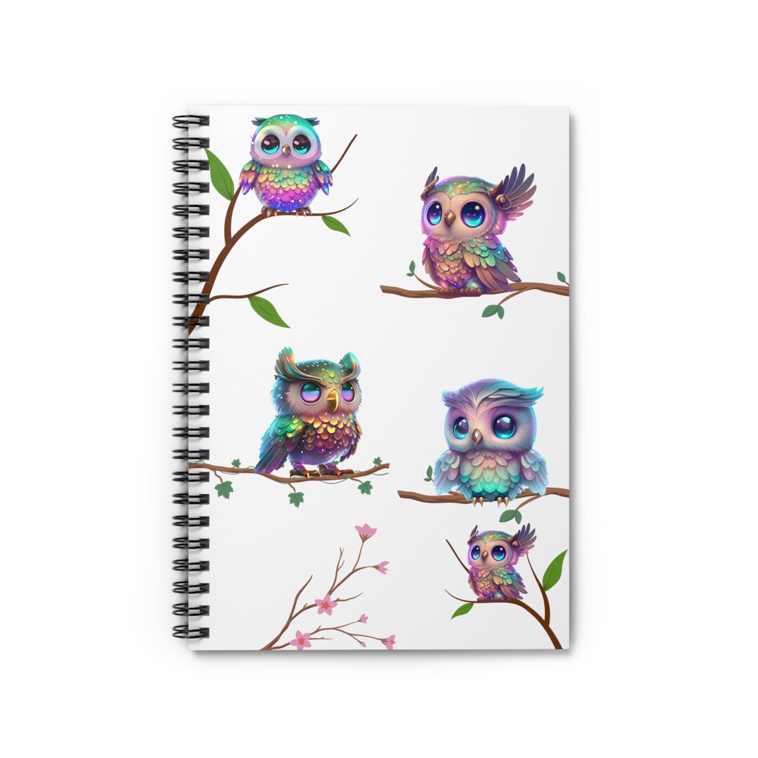 Spiral Notebook Owls Notebook Ruled Line Sweet Binder Etsy