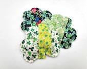 St Patrick's Day Catnip Toys, Set of Three, Patchwork Poof Shamrocks