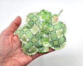 St Patrick's Day Catnip Toy, Patchwork Poof Shamrock