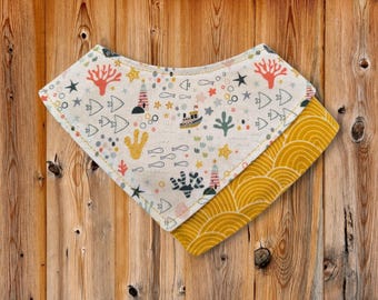 Cat Bandana "Somewhere Beyond the Fishies"- Summer Beach Cat + Small Dog Bandana / No Collar Needed