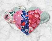 Valentine Catnip Toy, Patchwork Poof Heart