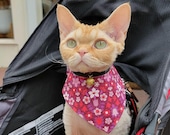 Cat Bandana - "Berry Blossom Breeze" -  Easter or Spring Cat or Small Dog Bandana, No Collar Needed