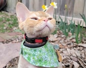 Cat Bandana - "Shamrock Meowgic" -  St Patrick's Day / Clover Cat Bandana / No Collar Needed