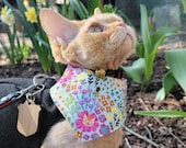 Cat Bandana - "Where Ginger Blossoms Grow" -  Easter or Spring Cat or Small Dog Bandana, No Collar Needed
