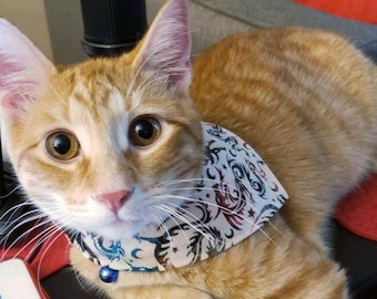 Cat Bandana - "Don't Singe My Whiskers" - Dragon Cat + Small Dog Bandana / No Collar Needed