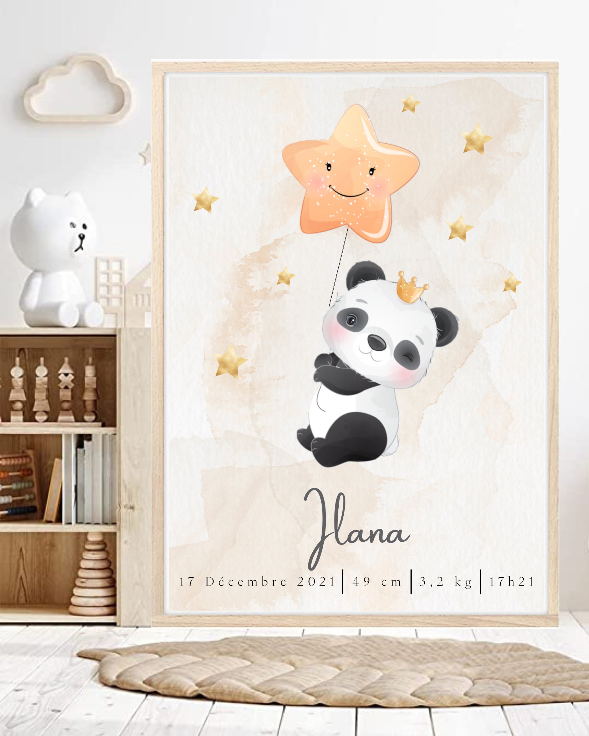 Affiche Naissance Personnalisée - Affiche Décoration Chambre Enfants Bebe