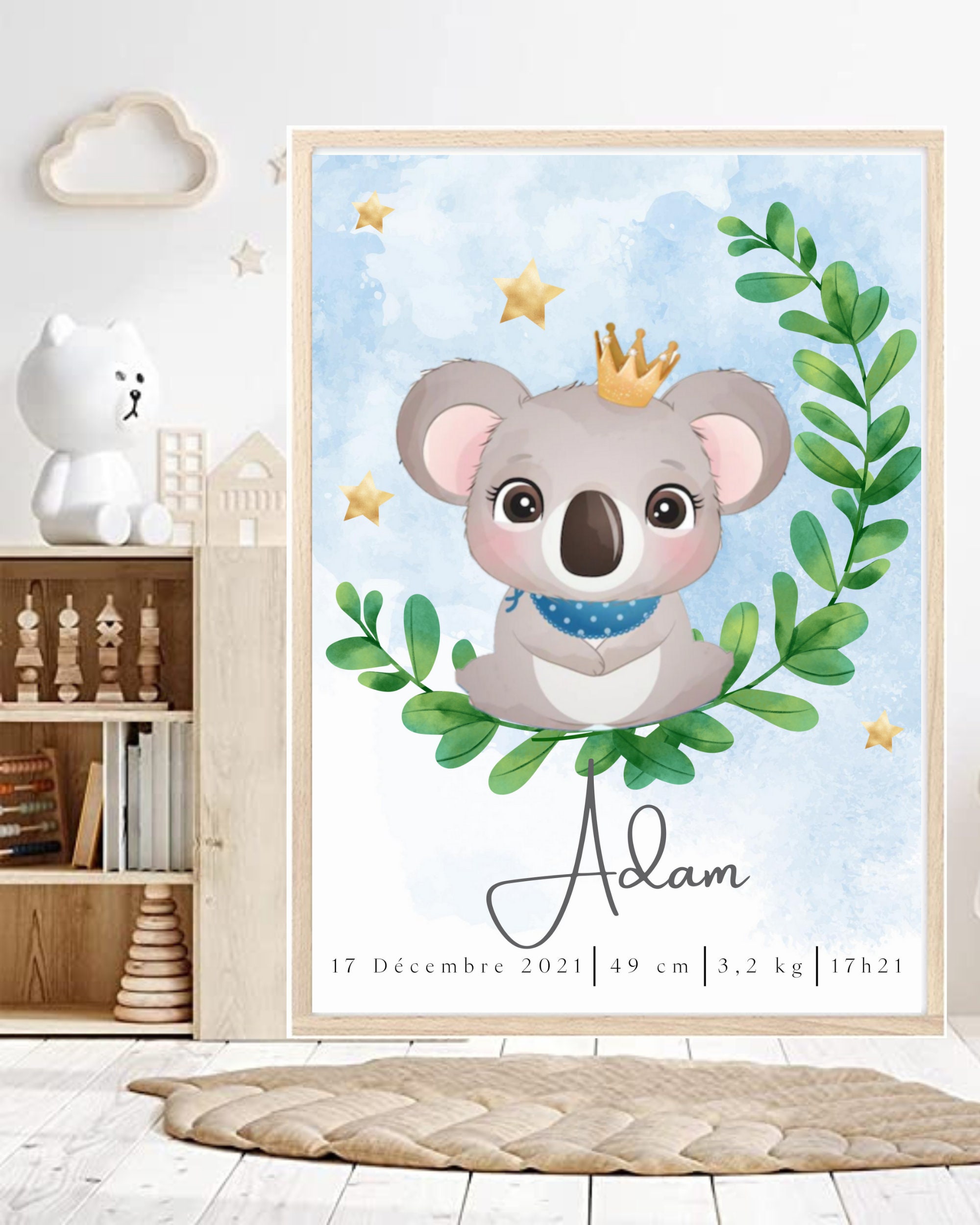 Affiche Naissance Personnalisée - Affiche Décoration Chambre Enfants Bebe