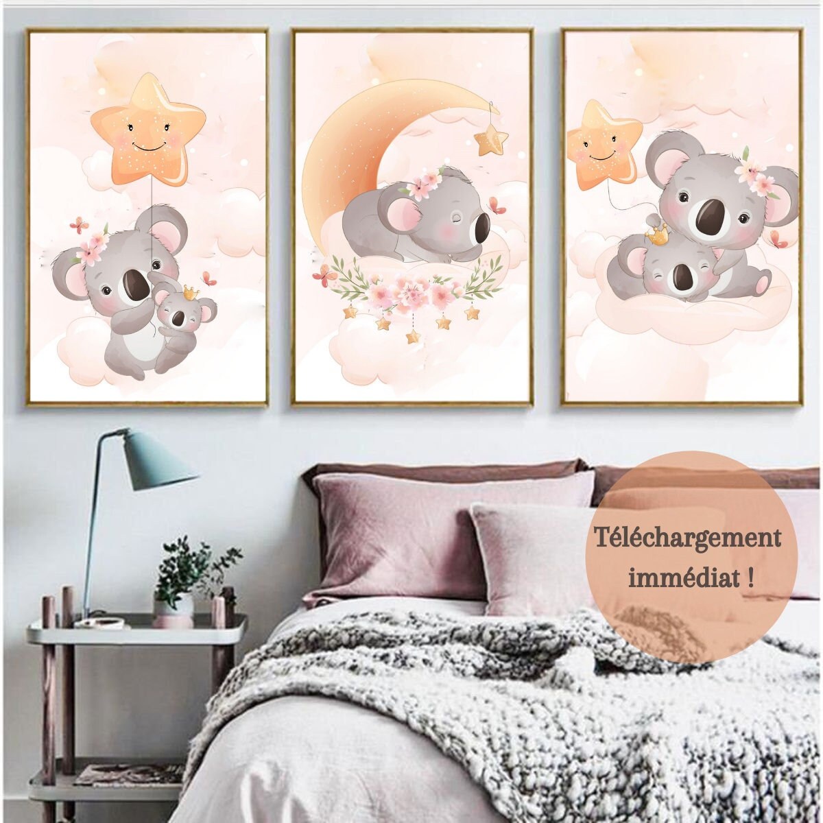 Affiche Lot de 3, Baby Koala, Chambre Enfant
