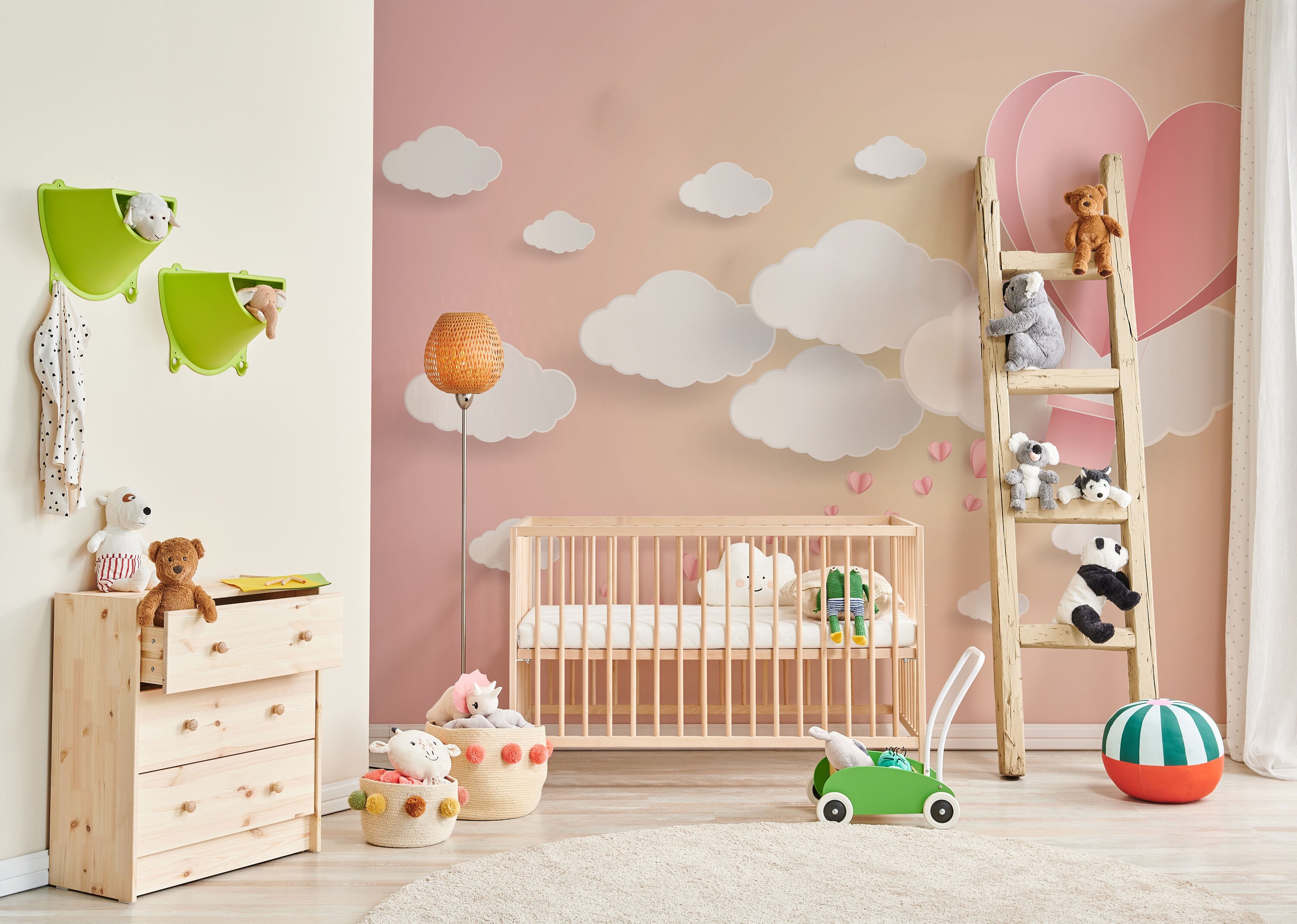 Pink Clouds Kids Wallpaper Peel and Stick Wallpaper Etsy
