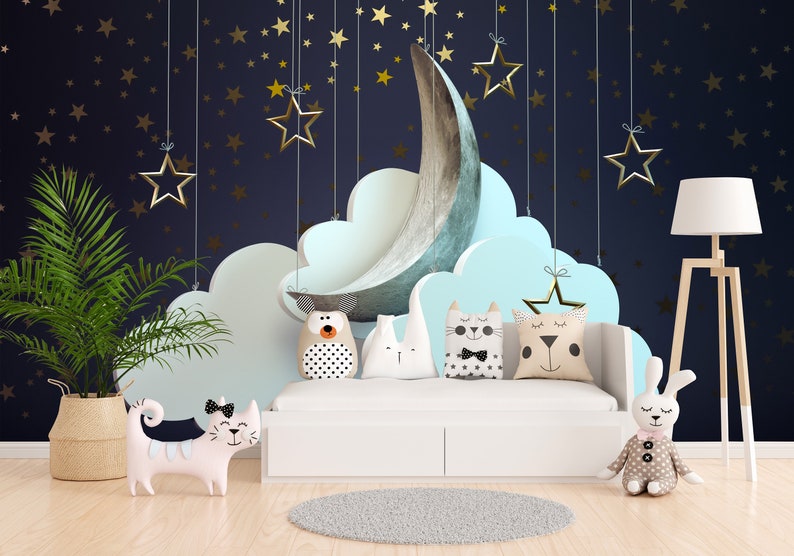 3D Clouds Kids Room Wallpaper Nursery Peel and Stick Etsy