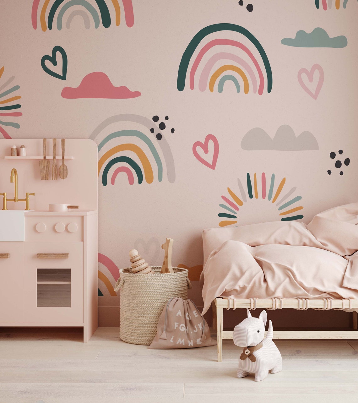 Rainbow Wallpaper Peel and Stick Wallpaper Kids Removable | Etsy