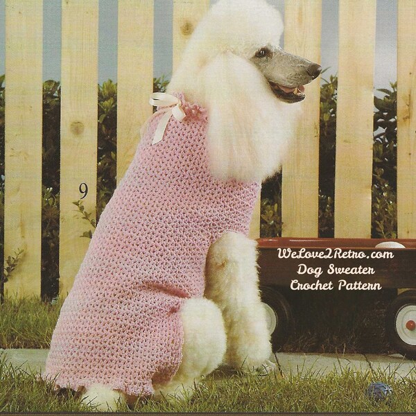 227 Vintage Dog Sweater Crochet Pattern, Dog Sweater Crochet Pattern, Easy Dog Sweater Crochet Pattern, Dog Coat Crochet Pattern.