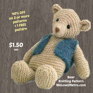 Patrón de tejido de oso de peluche 904, oso de peluche tejido, oso tejido, oso tejido, patrón de oso bohemio, patrón de oso tejido, oso tejido a mano.