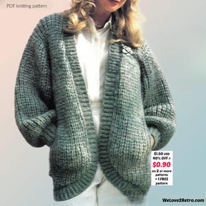 RETRAITE-SOLDES*** Patron de veste en tricot facile PDF - Manteau cardigan facile, pull-manteau en tricot vintage confortable