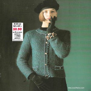 RETIREMENT-SALE***  Vintage Knit Jacket Pattern - Retro Coatigan, Easy Wool Cardigan Knitting Pattern PDF