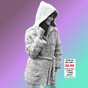 Chunky Knit Coat Pattern PDF • Boho Hooded Long Jacket Layer (PDF)