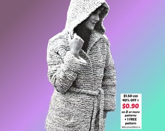 Chunky Knit Coat Pattern PDF • Boho Hooded Long Jacket Layer (PDF)