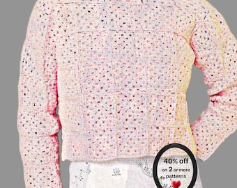 RETIREMENT-SALE*  Granny Square Sweater Pattern Crochet PDF  Women’s Pullover Jumper