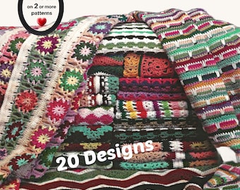 RETIRING-SOON* Scrap Yarn Crochet Afghan Patterns • 20 Cozy Stash-Buster Blankets - Easy Granny Square Throws