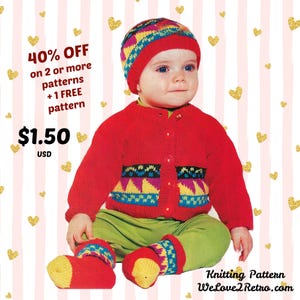 Baby Cardigan Knitting Pattern PDF: Vintage Hand Knit Set