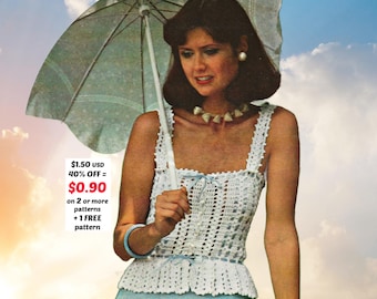 Crochet Summer Top Pattern PDF – Beach Vest, Lightweight Tank, Camisole