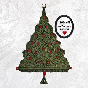 RETIREMENT-SALE*  Macrame Christmas Tree Pattern - Boho Holiday Ornament - Vintage Wall Hanging  Macrame PDF