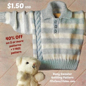 575 Cozy Baby Sweater Knitting Pattern – Easy Knit Baby Pullover PDF for Newborn & Toddler, Knit Baby Jumper, Hand Knit Baby Clothes