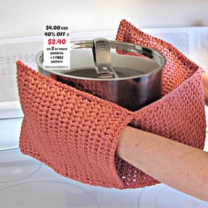 SETSET-SALE ** Gehäkelte Topflappen Anleitung PDF - Easy Doppelter Ofenhandschuh, Vintage Hot Pad