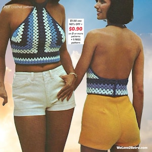 RETIREMENT-SALE***  Crochet Bikini Top Pattern - Halter Bralette Boho Festival Crop, Beginner Beachwear Summer
