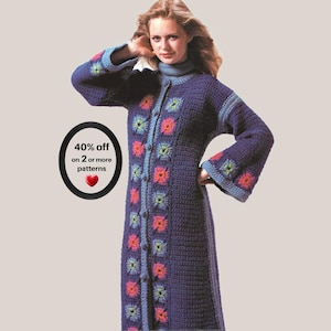 SVENDITA PER PENSIONE* Modello all'uncinetto per cappotto Grandma Square • Giacca lunga Boho • Cardigan vintage retrò PDF