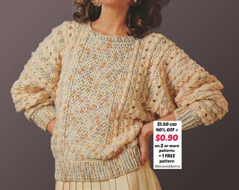 WYPRZEDAŻ EMERYTALNA*** Wzór na sweter boho szydełkowy w formacie PDF – sweter w stylu vintage, łatwy w szydełkowaniu top damski