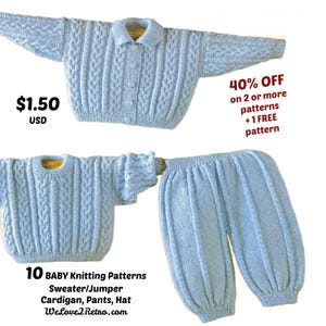 Vintage Cable Knit Baby Sweater Pattern: PDF Download