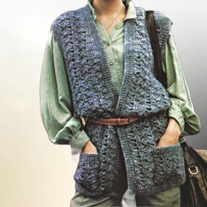 Crochet Vest Pattern PDF – Vintage Boho Waistcoat, Easy Festival Layering Top Women