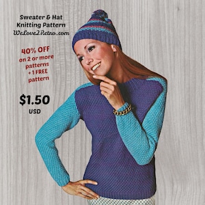 336 Sweater Knitting Pattern, Knit Sweater Pattern, Hand Knit Sweater, Vintage Knit Sweater, Vintage Pattern, Knitting Pattern