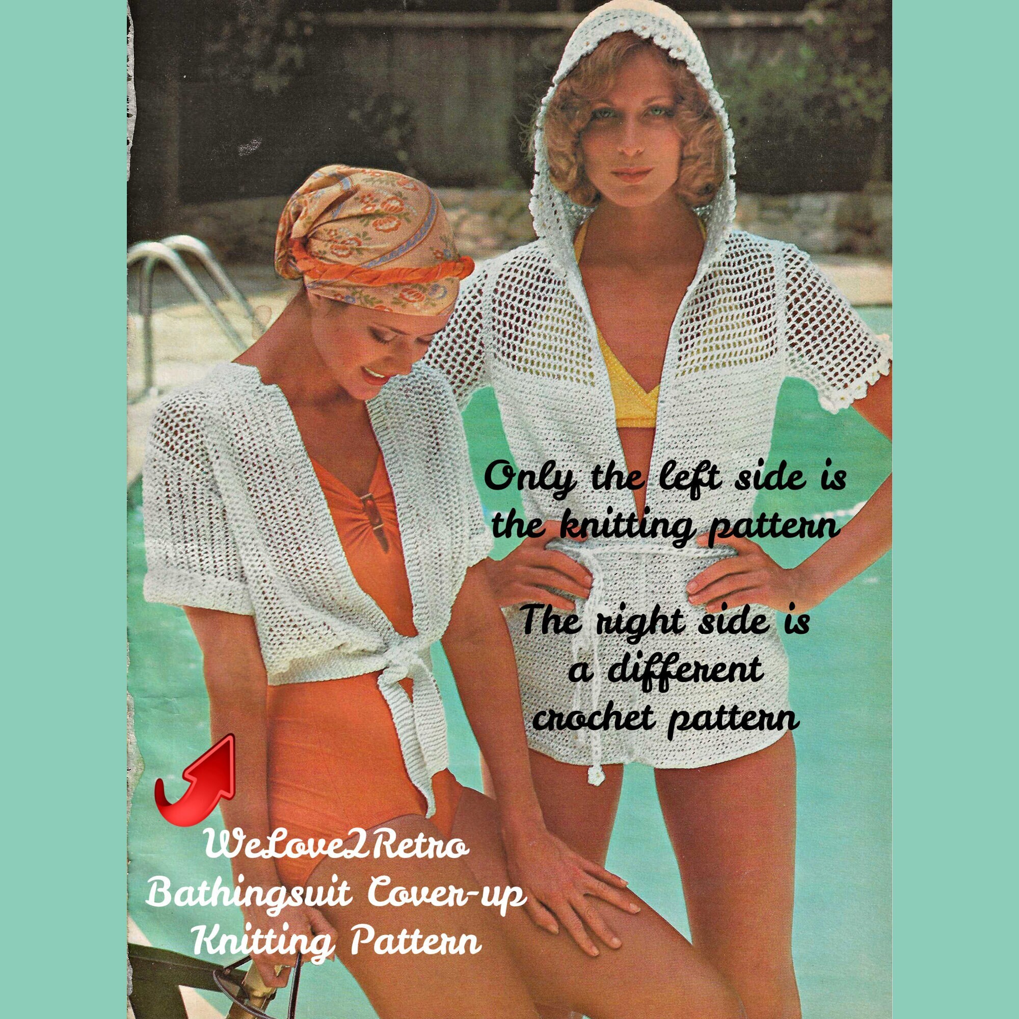 339 Bathing Suit Coverup KNITTING PATTERN, Retro Swimsuit Coverup