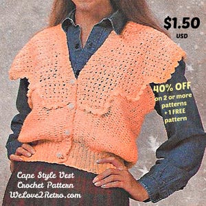 Easy Crochet Vest Pattern PDF  Boho Lacy Summer Vest for Women  Vintage Handmade Breezy Top  Beginner-Friendly Crochet Design - 699