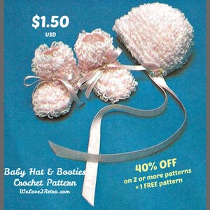 590 Adorable Baby Hat & Booties Crochet Pattern PDF – Newborn Set, Easy DIY Baby Gift, Baby Girl Shoes, Crochet for Beginners