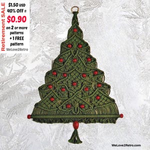 Macrame Christmas Tree Pattern PDF – Boho Holiday Ornament, Easy Wall Hanging, Vintage DIY Decor