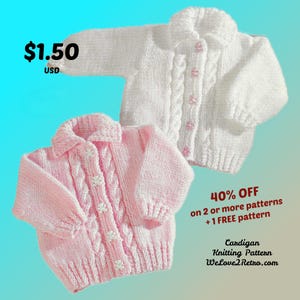 668  Baby cardigan knitting pattern, easy baby cardigan pattern, baby knit sweater PDF, baby jacket knitting pattern, knitting for babies