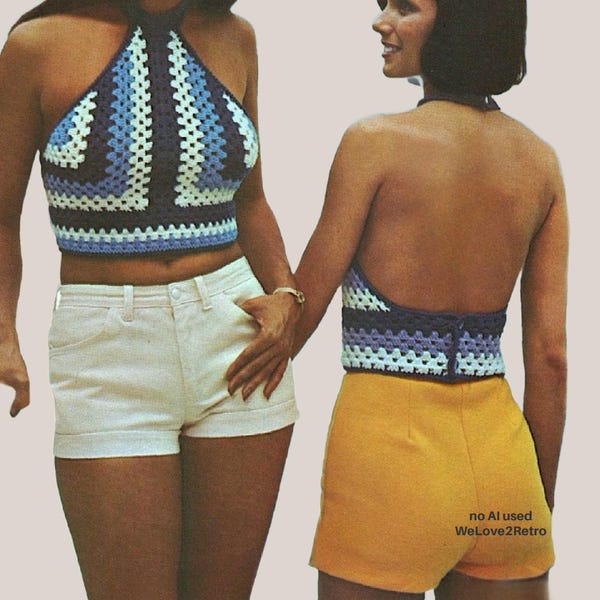 Crochet Bikini Top Pattern - Halter Bralette Boho Festival Crop Summer Beachwear PDF
