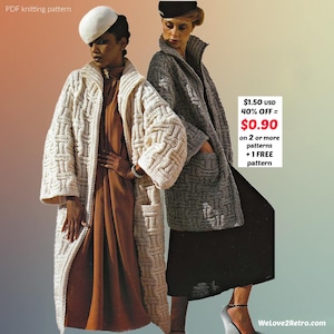 RETIREMENT-SALE***  Coat Kitting Pattern PDF – Chunky Women's Cardigan Jacket, Knit Fall Jacket