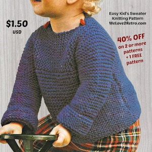 Boys Chunky Knit Sweater Pattern: Easy Pullover PDF