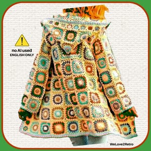 RETIREMENT-SALE*  Crochet Hooded Coat Pattern - Jacket Vintage Hoodie Cardigan Women Crochet PDF