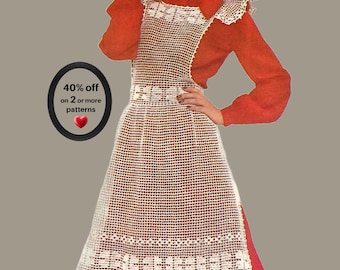 RETIRING-SOON* Crochet Filet Lace Style Apron Pattern - Vintage