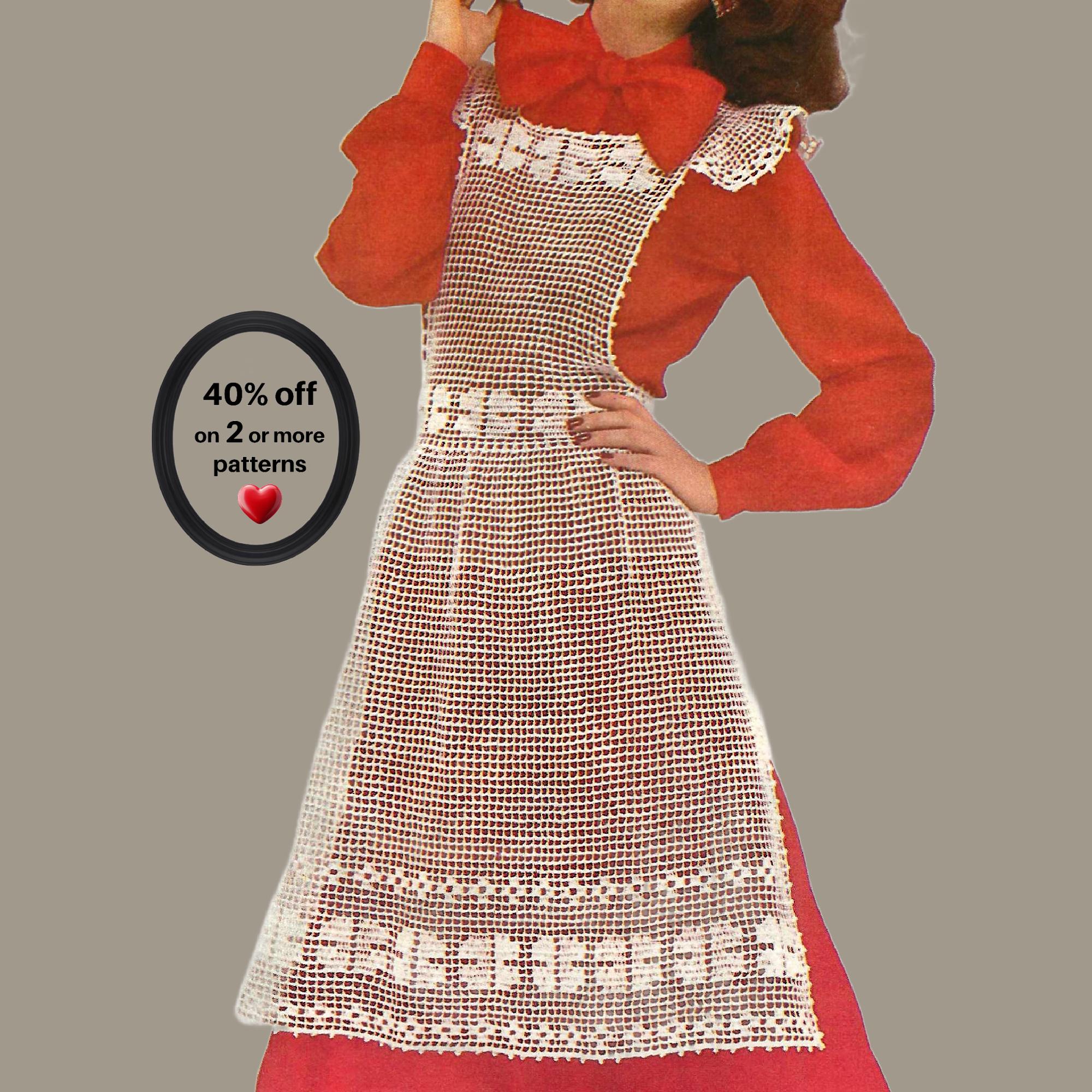 RETIRING-SOON* Crochet Filet Lace Style Apron Pattern - Vintage