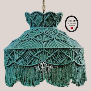 PRÓXIMAMENTE: Patrón de pantalla de lámpara de macramé estilo boho, cubierta de lámpara colgante vintage, tutorial en PDF para principiantes.