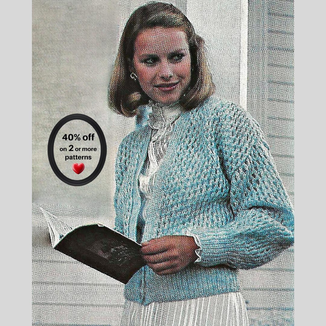 RETIRING-SOON Vintage Knit Cardigan Pattern PDF • Retro Openwork Jacket ...